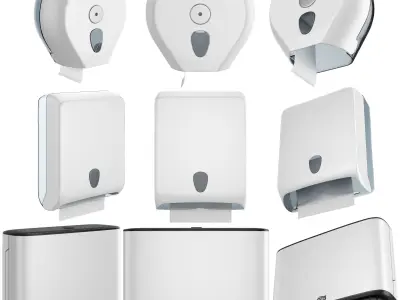 Public toilet accessories white set 153 3D model