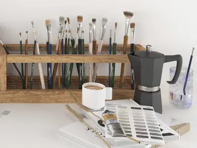 painting set - art workplace 3D model