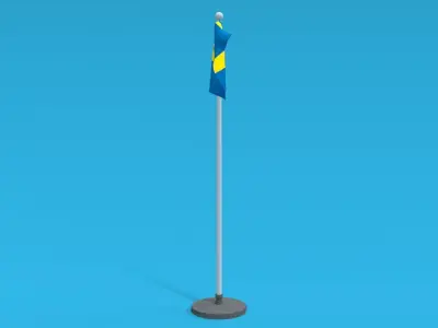 Low Poly Seamless Animated Sweden Flag Low-poly 3D model