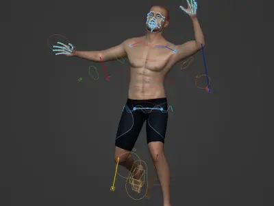 Realistic Surfer - Swimmer Man Model - Rigged Low-poly 3D model