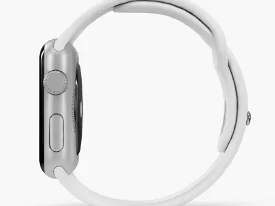 Apple Watch Silver Aluminum Case White Sport Band Low-poly 3D model