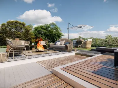 Roof top landscape design with conservatory 3d model 3D model