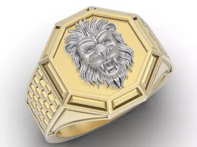 Lion Tiger Man Ring silver gold printable jewelry 3D print model