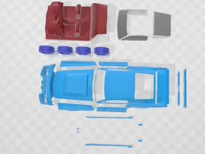 Mustang Shelby GT500 Eleanor 1967 - Separate Parts STL Model 3D print model