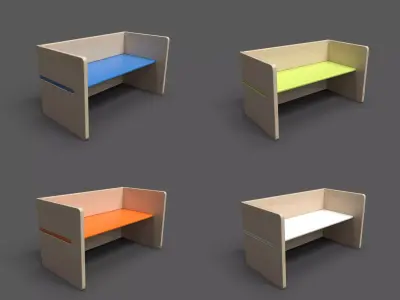BenchPop wooden bench with seat Low-poly 3D model