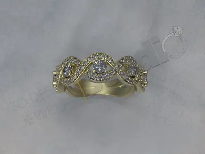 Luxury twist ring with stones 3d model print 3D print model