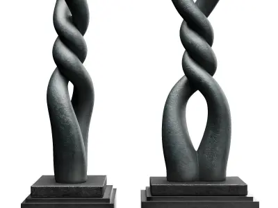 Twisted knot sculpture Low-poly 3D model