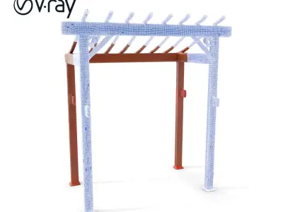 Rustic Metal Pergola Model Pack for Outdoor Scenes Low-poly 3D model
