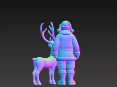 3D Santa Claus with Reindeer Christmas Model 3D print model