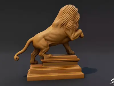 Lion Statue V9 Low-poly 3D model