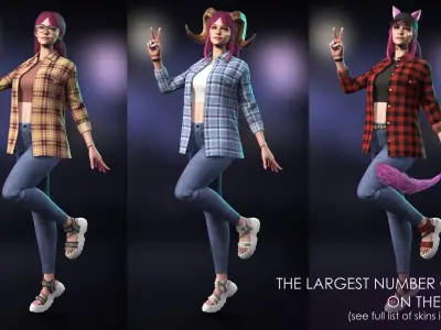 Casual Wear Girls Pack 2-Streetwear Realistic Stylized Character Low-poly 3D model