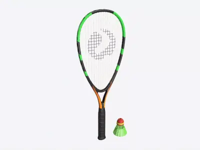 Speedminton Racquet with Shuttlecock 3D model