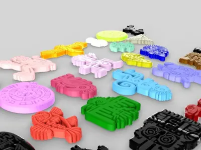 Mayan Animal Symbols Low-poly 3D model