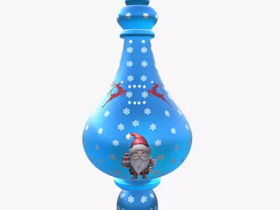 Blue Glass Christmas Gnome Ornament Bauble  3D Model PBR Ready Low-poly 3D model