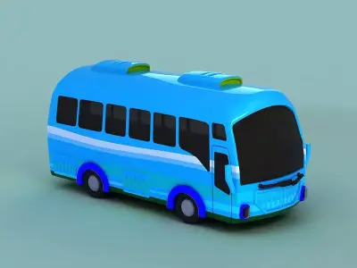 cartoon school bus taxi yellow toon coach toon london storey 3D model