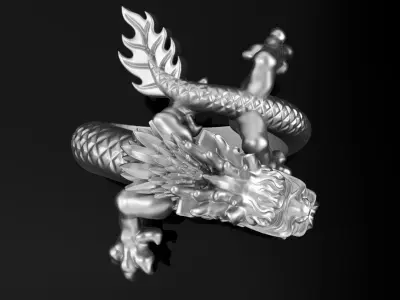 Dragon sculpture 3DM STL OBJ model for 3D printing and CNC 3D print model