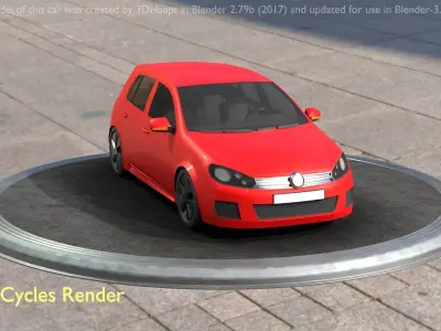 City Car 28 Compact Class Type-C Red Low-poly 3D model