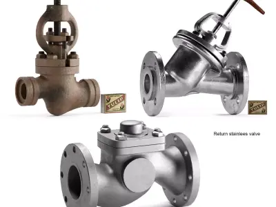 Pipeline industrial valves set  3D model