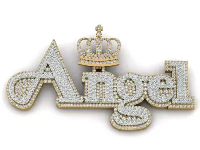 Custom Diamond Name Pendant ANGEL 3D print model