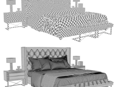 Inverness Upholstered Platform Bed 3D model