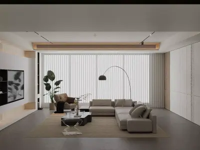 Light luxury living room 3D model purchase