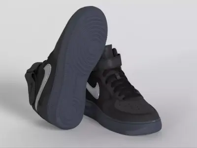 Nike Air Force 1 Mid Premium Black Metallic Silver DX3061 Low-poly 3D model