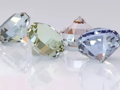 Daimonds group of different colored diamonds Free 3D model