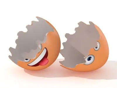 Egg Cracked Emoji N015 Low-poly 3D model