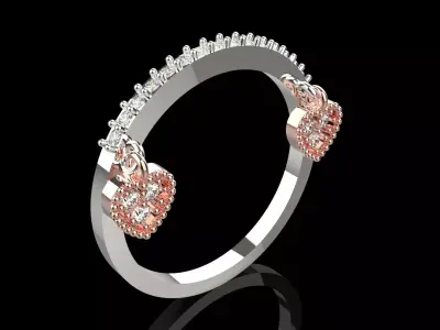 Two-tone Gold Heart stl 3dm Ring Model jr00218 3D print model