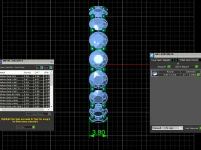 U Shaped Eternity Ring 3 point 8 mm stone size swiss 13 and EU53 3D print model