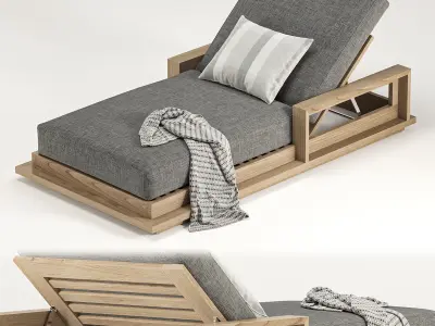  Puebla Outdoor Chaise By Arhaus 3D model
