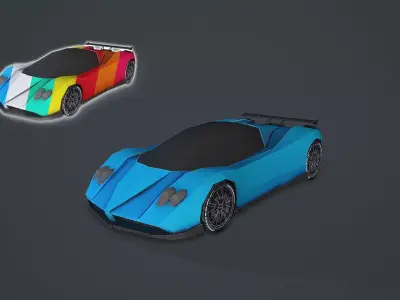 Stylized Hyper Car 01 - Low Poly Game Vehicle Car - Race Car Low-poly 3D model