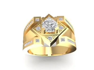 Luxury Geometric Diamond Men Ring 3D Model   2008 3D print model