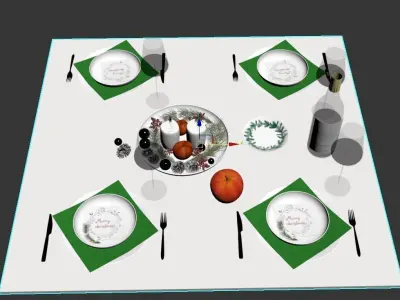 Christmas tableware set 3D model