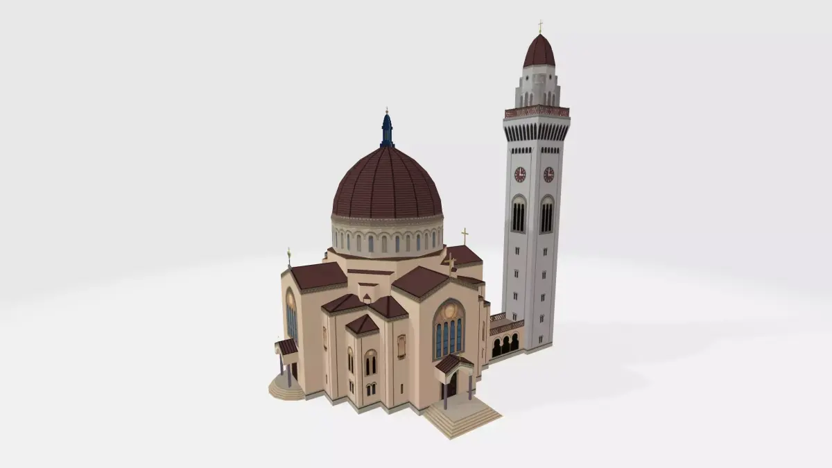 SRB PANCEVO CHURCH HOLY TRANSFIG  Low-poly 3D model