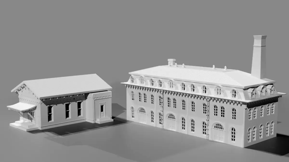 19th-Century Industrial Factory Brick Shed Bundle 3D print model
