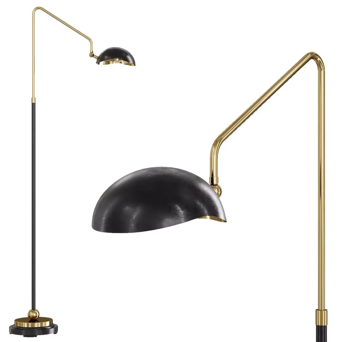 Restoration Hardware CONVESSI FLOOR LAMP Black and Brass 3D model
