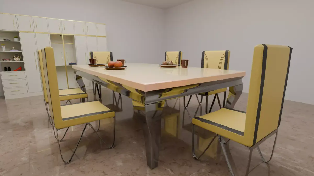 Low Poly Dinning Set 3D Model Low-poly 3D model