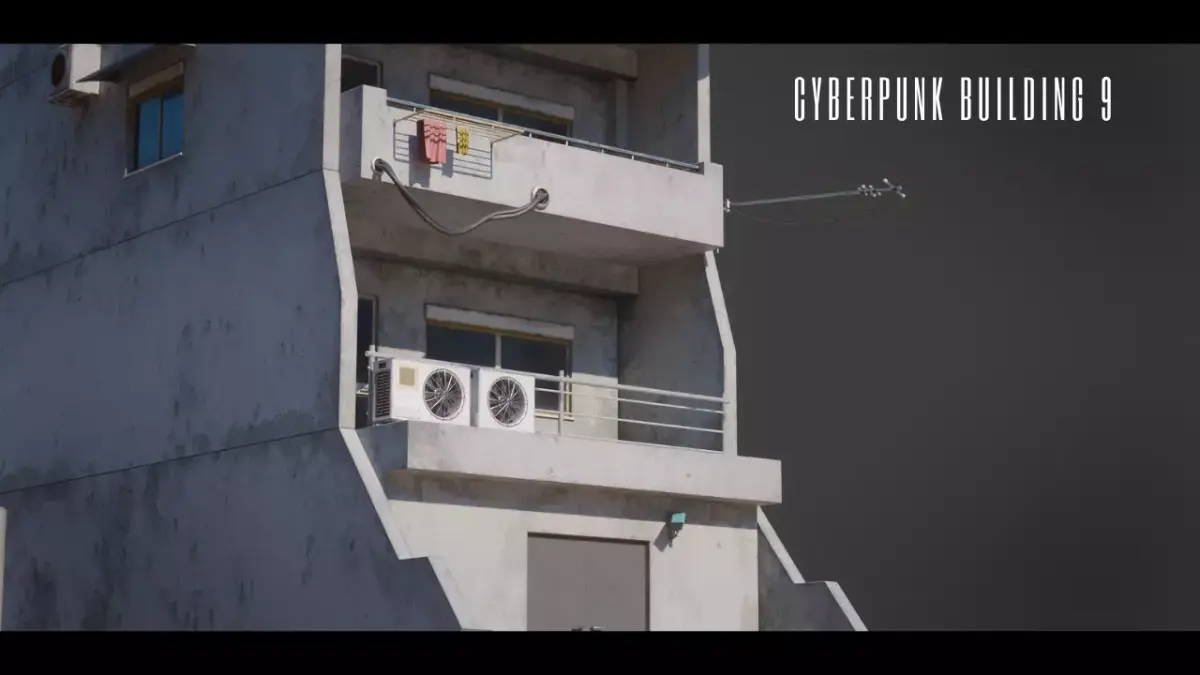 Dystopian Cyberpunk Building 10 Low-poly 3D model