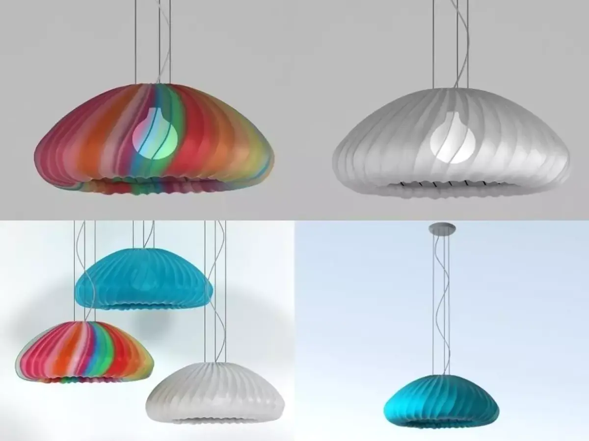 Muse three different colored lamps hanging from ceiling 3D model