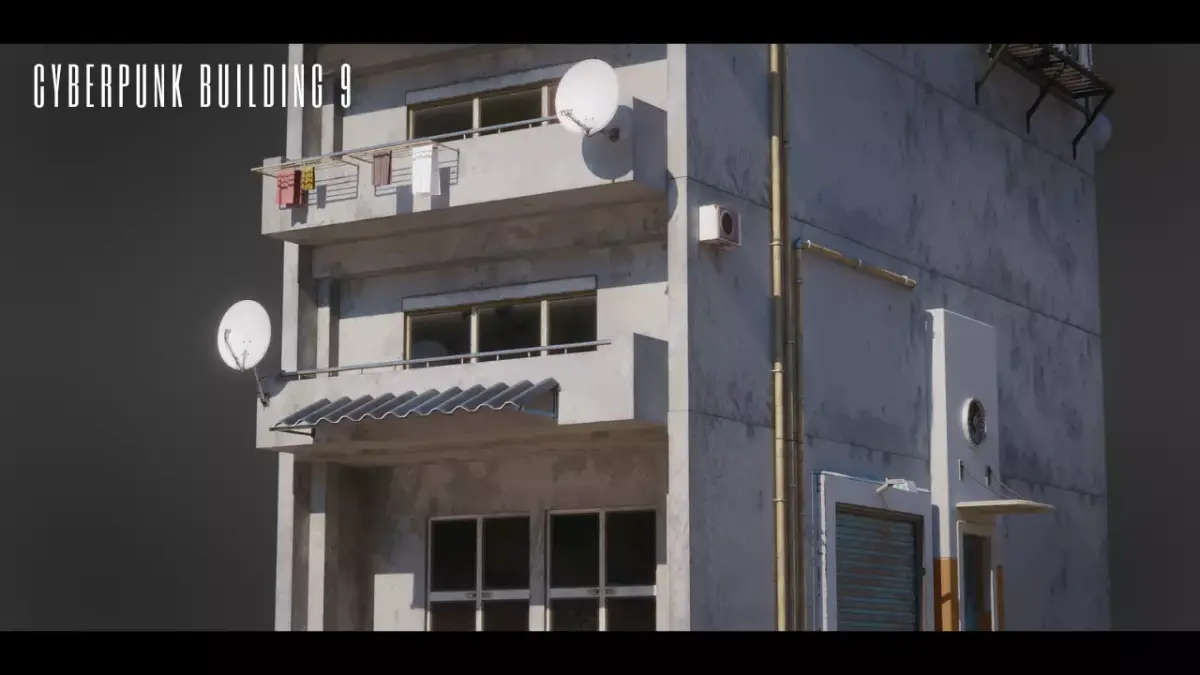 Dystopian Cyberpunk Building 9 Low-poly 3D model
