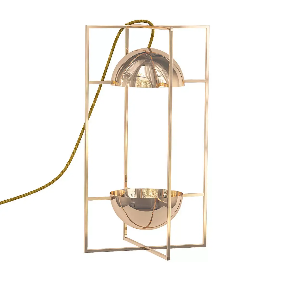 EXHIBIT gold metal lamp with ball in middle 3D model