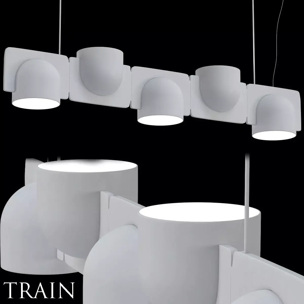 TRAIN pendant light with four balls hanging from it 3D model