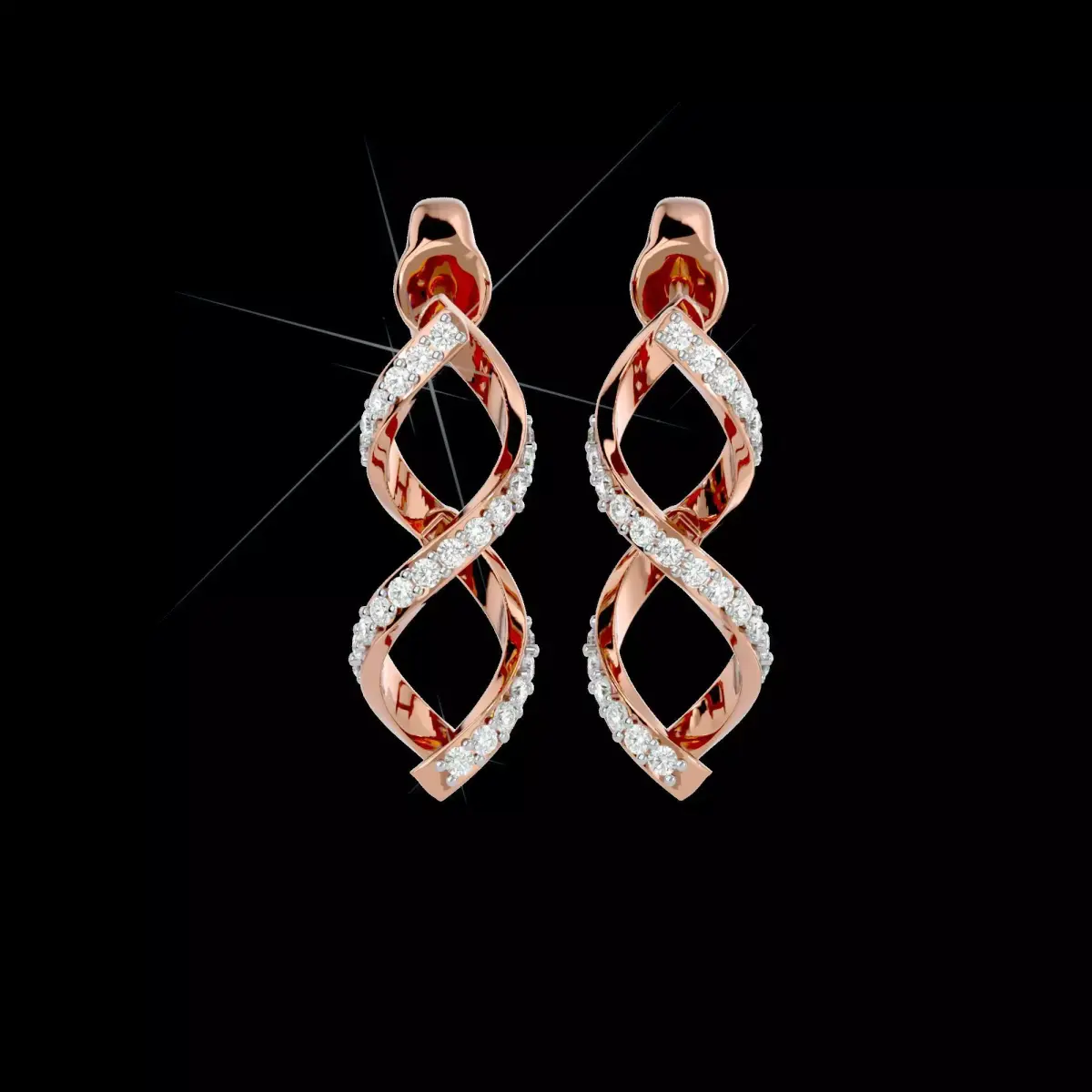 Light Minimalist Diamond Earrings 3D print model 7