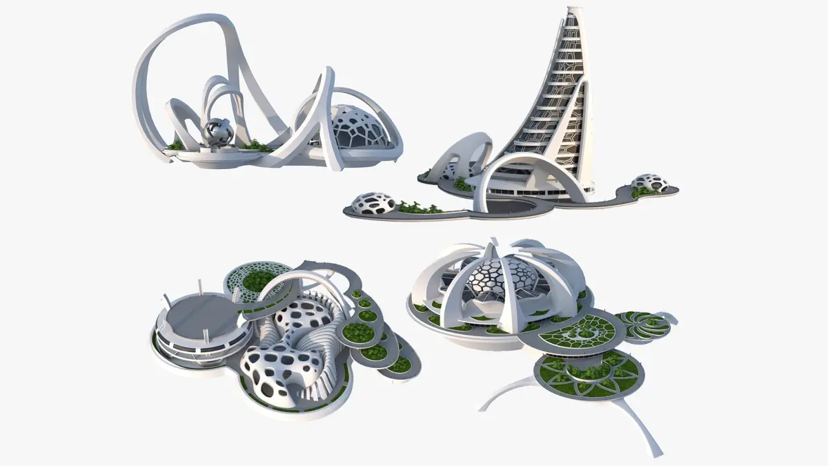 Sci-Fi Futuristic Buildings - High-Quality 3D Model Pack 3D model