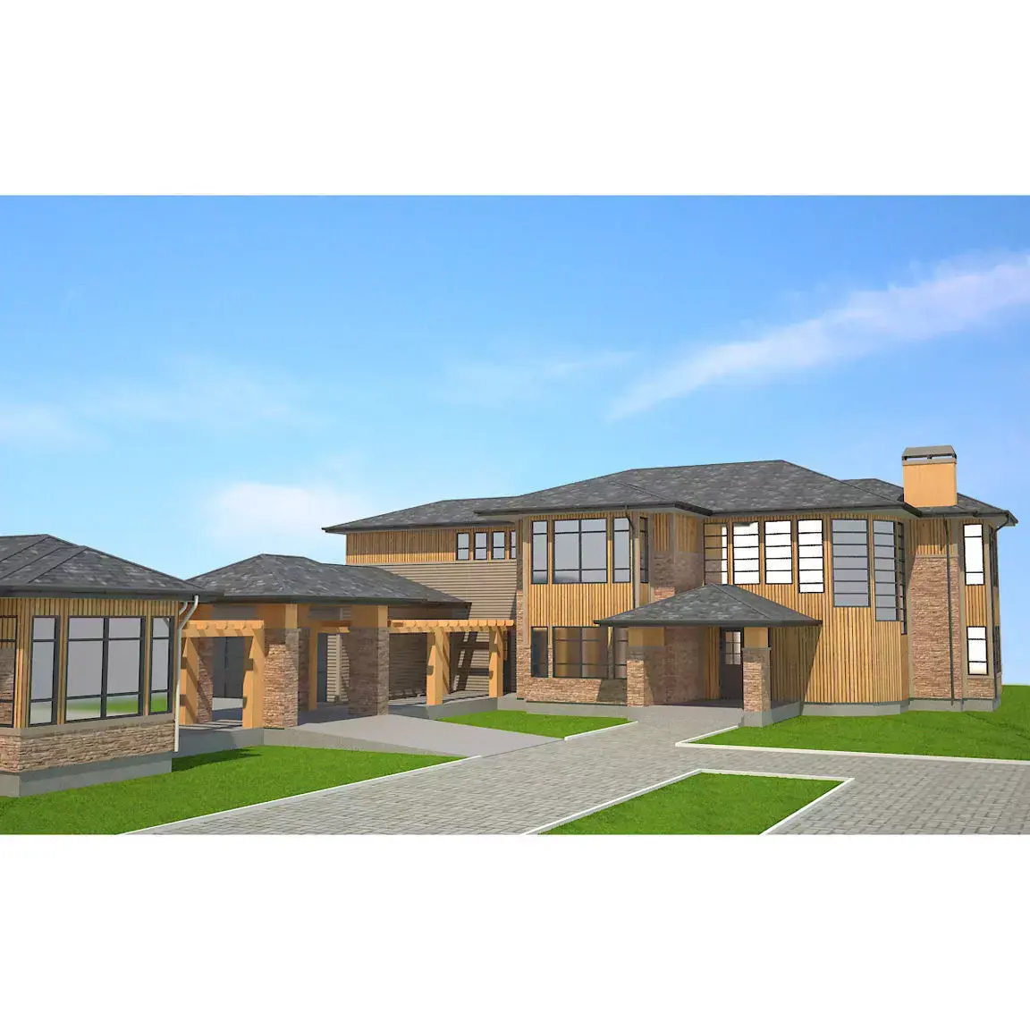 Modern House With Garage Low-poly 3D model purchase