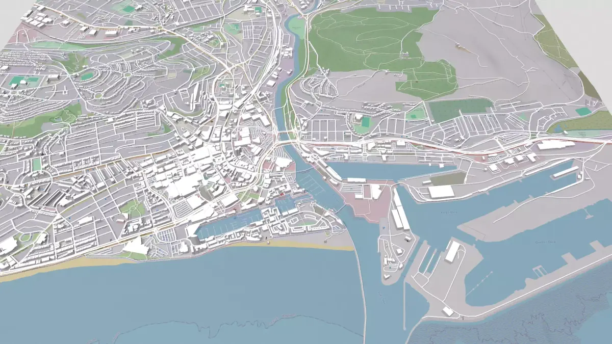 Cityscape Swansea UK 3D model