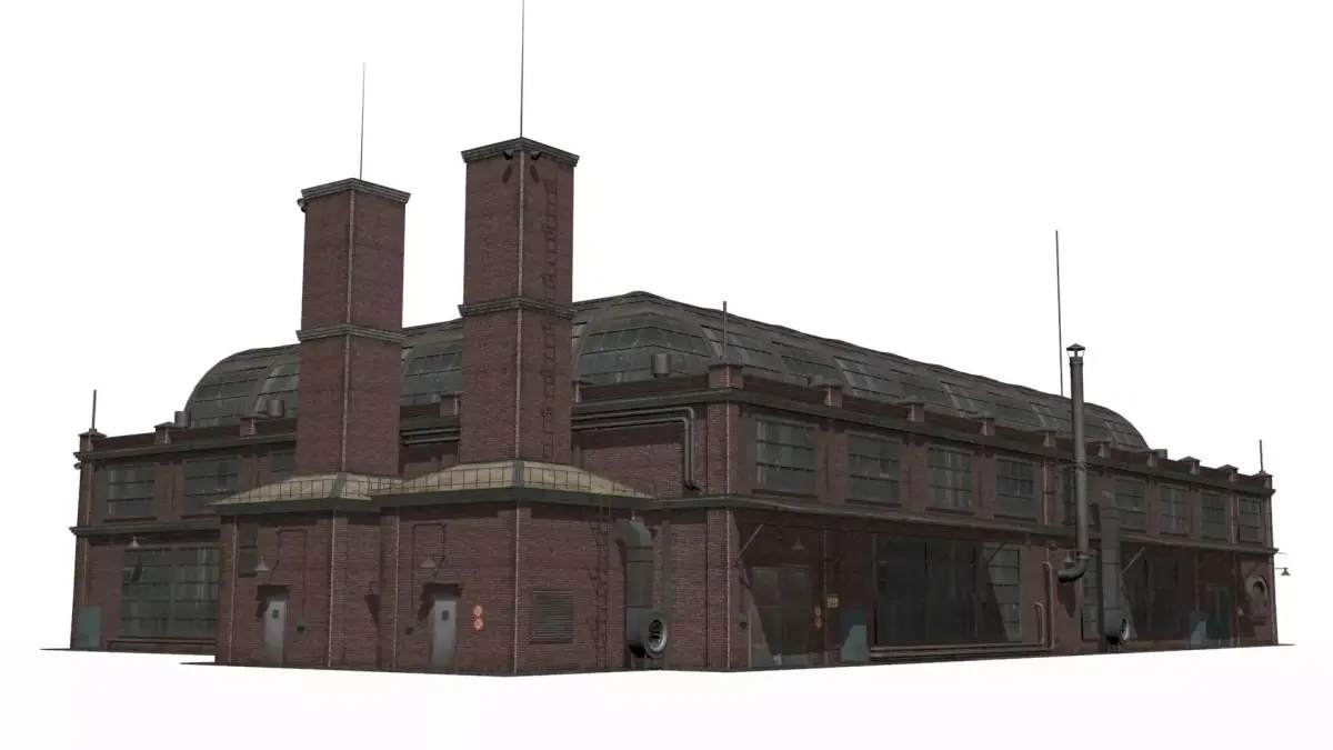old industrial building Low-poly 3D model