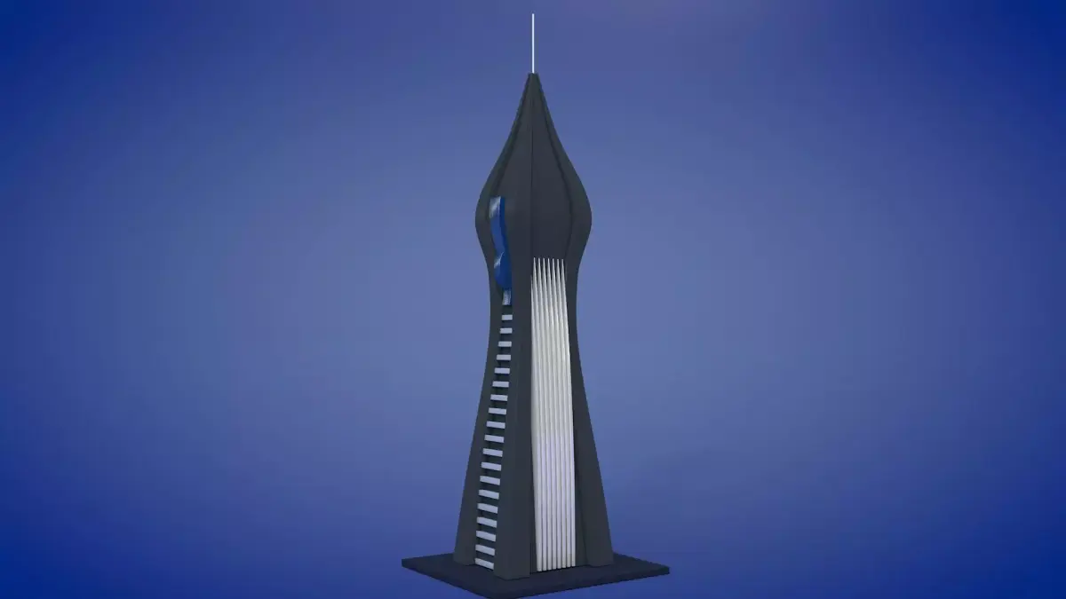 Sci-fi Futuristic Building Low-poly 3D model
