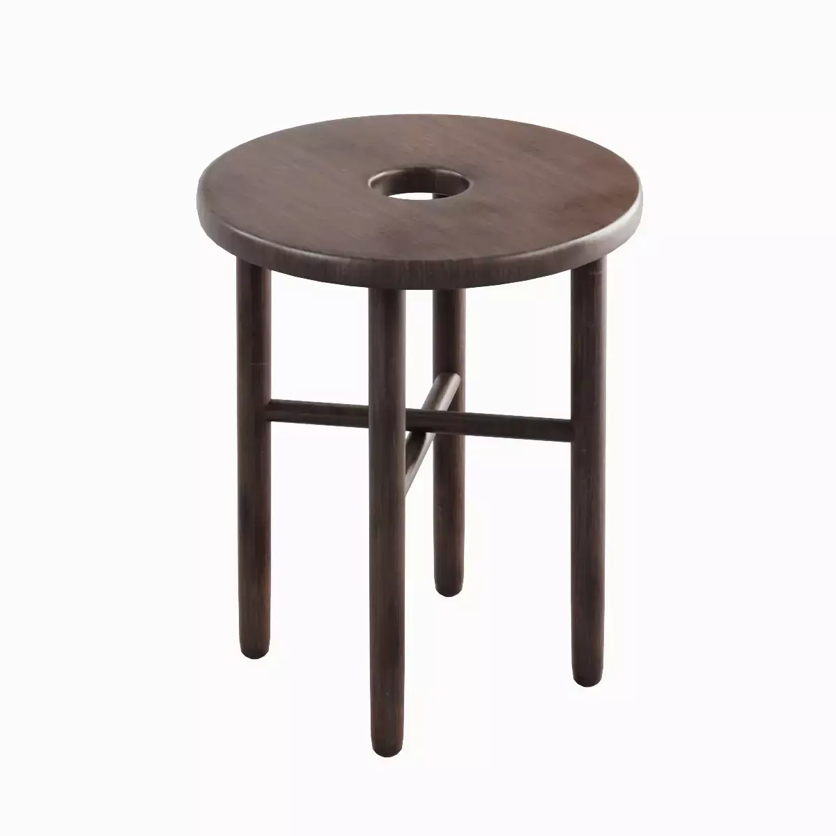 Namba Walnut Stool 01 Low-poly 3D model